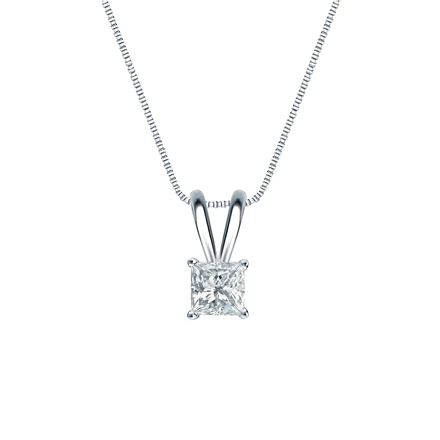 Natural Diamond Solitaire Pendant Princess-cut 0.25 ct. tw. (I-J, I1-I2) 14k White Gold 4-Prong Basket