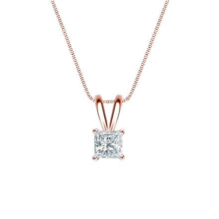 Natural Diamond Solitaire Pendant Princess-cut 0.31 ct. tw. (G-H, VS1-VS2) 14k Rose Gold 4-Prong Basket