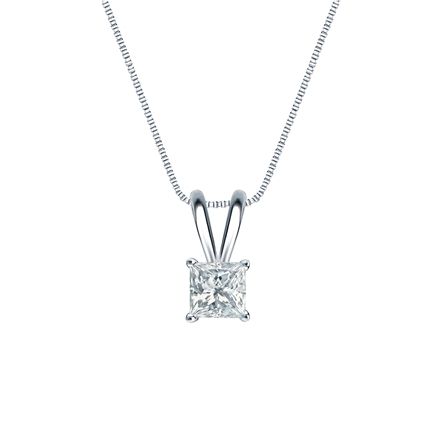 Natural Diamond Solitaire Pendant Princess-cut 0.31 ct. tw. (G-H, SI1) 14k White Gold 4-Prong Basket