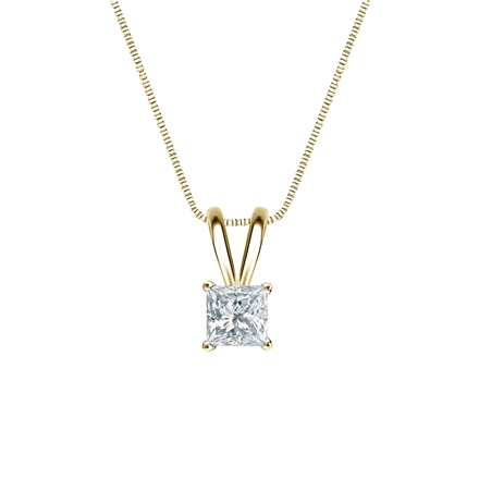 Natural Diamond Solitaire Pendant Princess-cut 0.31 ct. tw. (H-I, SI2) 18k Yellow Gold 4-Prong Basket