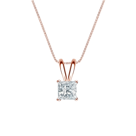 Natural Diamond Solitaire Pendant Princess-cut 0.38 ct. tw. (G-H, SI1) 14k Rose Gold 4-Prong Basket