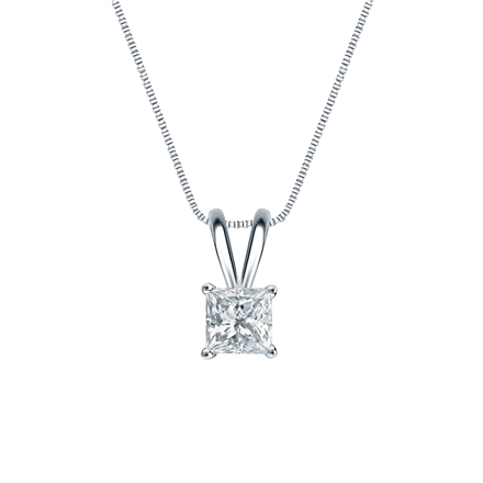 Platinum 4-Prong Basket Certified Princess-Cut Diamond Solitaire Pendant 0.38 ct. tw. (G-H, SI1)