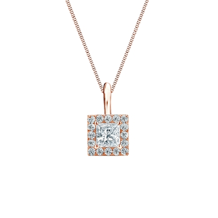 Natural Diamond Solitaire Pendant Princess-cut 0.38 ct. tw. (G-H, VS2) 14k Rose Gold Halo