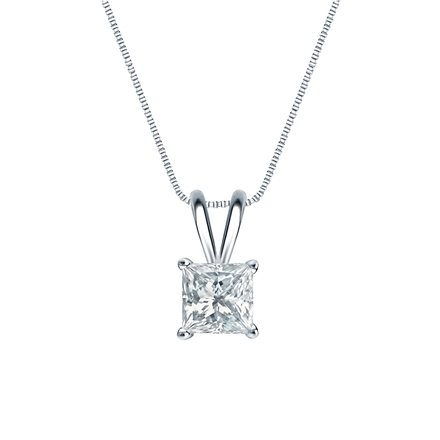 Natural Diamond Solitaire Pendant Princess-cut 0.63 ct. tw. (G-H, VS2) 14k White Gold 4-Prong Basket