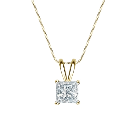 Natural Diamond Solitaire Pendant Princess-cut 0.63 ct. tw. (G-H, SI1) 18k Yellow Gold 4-Prong Basket