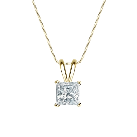 Natural Diamond Solitaire Pendant Princess-cut 0.75 ct. tw. (G-H, SI1) 14k Yellow Gold 4-Prong Basket