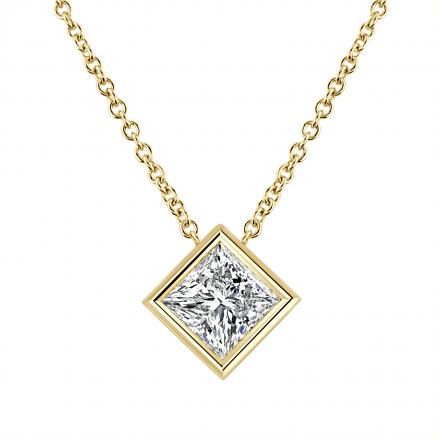 IGI Certified Lab Grown Diamond Solitaire Pendant Princess-Cut 1.50 ct. tw. (F, VS2-SI1) in 14K Yellow Gold Bezel Set