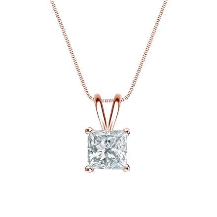 14k Rose Gold 4-Prong Basket Certified Princess-Cut Diamond Solitaire Pendant 1.50 ct. tw. (I-J, I1-I2)