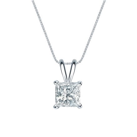 14k White Gold 4-Prong Basket Certified Princess-Cut Diamond Solitaire Pendant 1.00 ct. tw. (G-H, VS2)