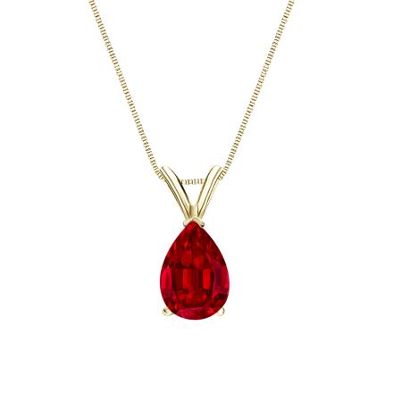 Lab Grown Gemstone Ruby Pendant Pear 3.00 ct. tw. 14k Yellow Gold V-End Prong