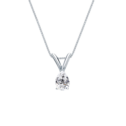 14k White Gold V-End Prong Certified Pear-Cut Diamond Solitaire Pendant 0.25 ct. tw. (I-J, I1)