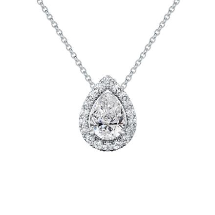 Lab Grown Diamond Halo Pendant Pear-cut 0.50 ct. tw. (E, VS) 18k White Gold