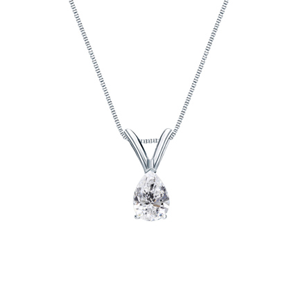 Natural Diamond Solitaire Pendant Pear-cut 0.31 ct. tw. (H-I, SI1-SI2) 14k White Gold V-End Prong