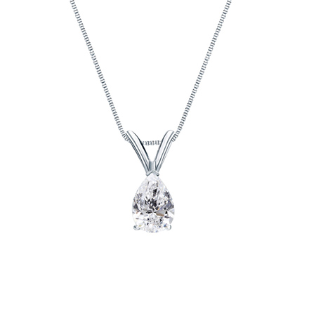 Natural Diamond Solitaire Pendant Pear-cut 0.38 ct. tw. (H-I, SI1-SI2) 14k White Gold V-End Prong