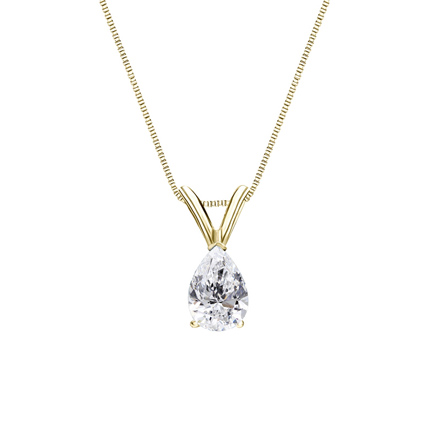 Natural Diamond Solitaire Pendant Pear-cut 0.38 ct. tw. (G-H, VS2) 14k Yellow Gold V-End Prong