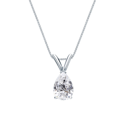 14k White Gold V-End Prong Certified Pear-Cut Diamond Solitaire Pendant 0.50 ct. tw. (I-J, I1)