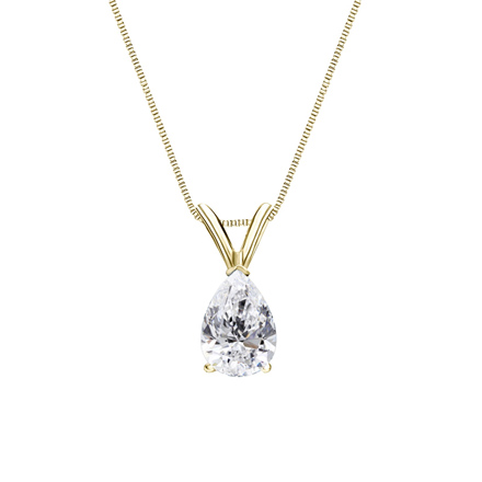 Natural Diamond Solitaire Pendant Pear-cut 0.50 ct. tw. (G-H, SI1) 18k Yellow Gold V-End Prong