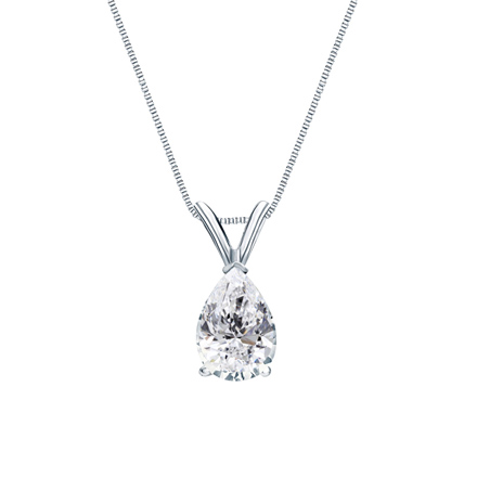 Natural Diamond Solitaire Pendant Pear-cut 0.75 ct. tw. (G-H, SI1) 14k White Gold V-End Prong