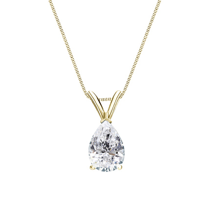 Lab Grown Diamond Solitaire Pendant Pear 0.75 ct. tw. (H-I, VS) 14k Yellow Gold V-End Prong
