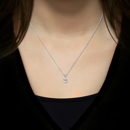 Natural Diamond Solitaire Pendant Pear cut 1.00 ct. tw. G H VS1