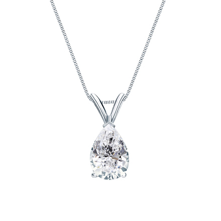 18k White Gold V-End Prong Certified Pear-Cut Diamond Solitaire Pendant 1.00 ct. tw. (G-H, VS2)