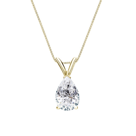 14k Yellow Gold V-End Prong Certified Pear-Cut Diamond Solitaire Pendant 1.00 ct. tw. (G-H, VS2)