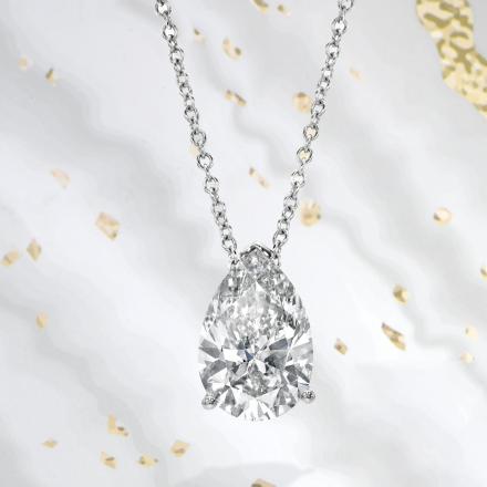 Lab Grown Diamond Solitaire Pendant Pear 2.00 ct. tw. (I-J, VS) in 14k White Gold 4-Prong Basket
