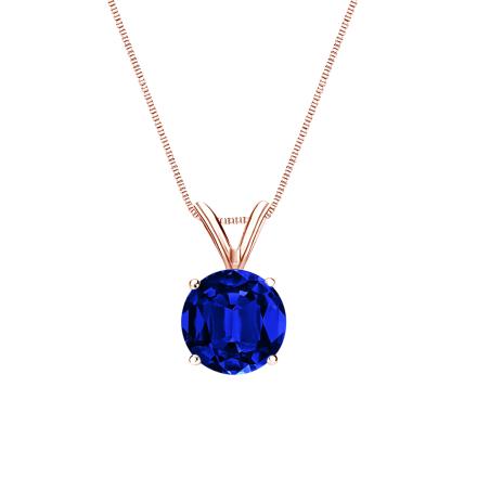 Lab Grown Gemstone Blue Sapphire Pendant Round 0.50 ct. tw. 14k Rose Gold 4-Prong Basket