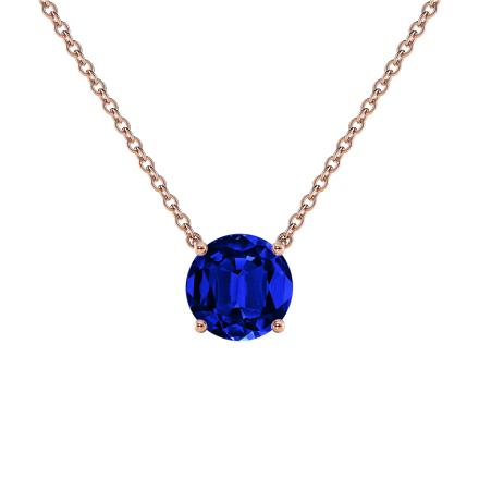 Lab Grown Gemstone Blue Sapphire Pendant Round 0.50 ct. tw. 14k Rose Gold 4-Prong