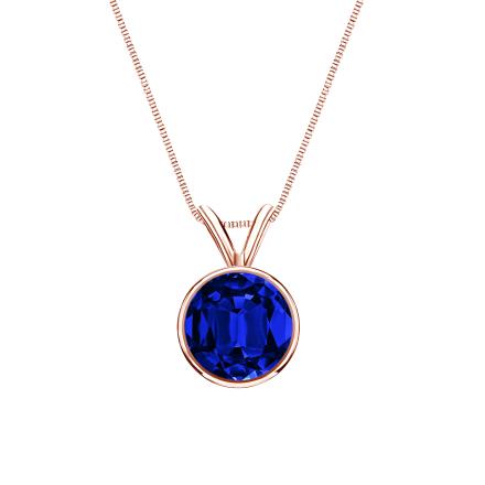 Lab Grown Gemstone Blue Sapphire Pendant Round 2.50 ct. tw. 14k Rose Gold Bezel