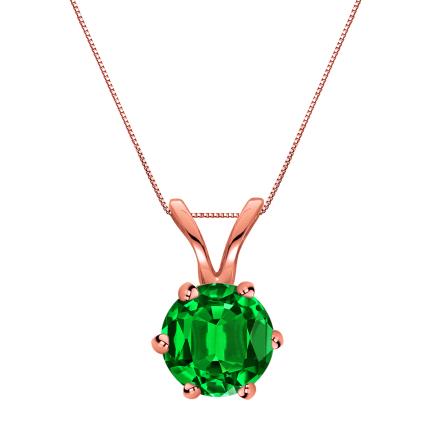 Lab Grown Gemstone Green Emerald Pendant Round 0.25 ct. tw. 14k Rose Gold 6-Prong Basket