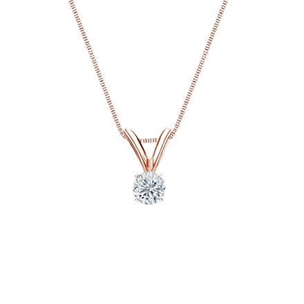Natural Diamond Solitaire Pendant Round-cut 0.13 ct. tw. (H-I, SI1-SI2) 14k Rose Gold 4-Prong Basket