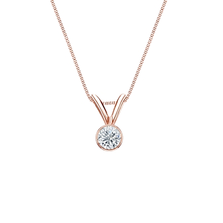 Natural Diamond Solitaire Pendant Round-cut 0.13 ct. tw. (H-I, SI1-SI2) 14k Rose Gold Bezel