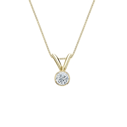Natural Diamond Solitaire Pendant Round-cut 0.13 ct. tw. (G-H, SI2) 14k Yellow Gold Bezel