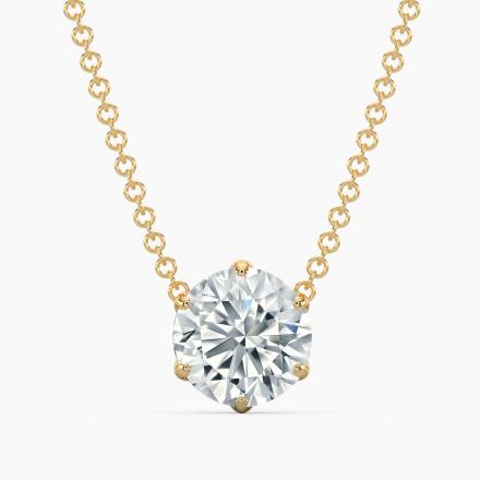 Natural Diamond Solitaire Pendant Round-cut 1.00 ct. tw. (H-I, SI1-SI2) 14k Yellow Gold Crown