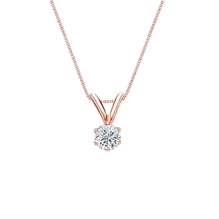 Natural Diamond Solitaire Pendant Round-cut 0.17 ct. tw. (G-H, SI1) 14k Rose Gold 6-Prong Basket