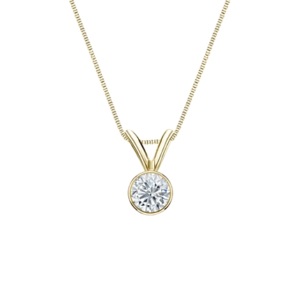 Natural Diamond Solitaire Pendant Round-cut 0.20 ct. tw. (H-I, SI1-SI2) 14k Yellow Gold Bezel
