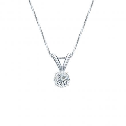 Natural Diamond Solitaire Pendant Round-cut 0.20 ct. tw. (H-I, SI1-SI2) 18k White Gold 4-Prong Basket