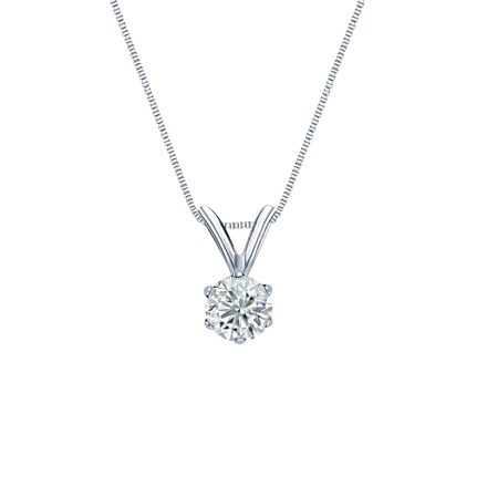 Natural Diamond Solitaire Pendant Round-cut 0.25 ct. tw. (H-I, SI1-SI2) 14k White Gold 6-Prong Basket