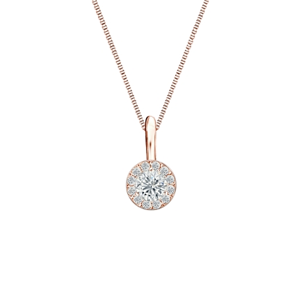 Natural Diamond Solitaire Pendant Round-cut 0.25 ct. tw. (H-I, SI1-SI2) 14k Rose Gold Halo