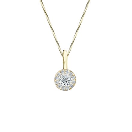Natural Diamond Solitaire Pendant Round-cut 0.25 ct. tw. (I-J, I1) 14k Yellow Gold Halo