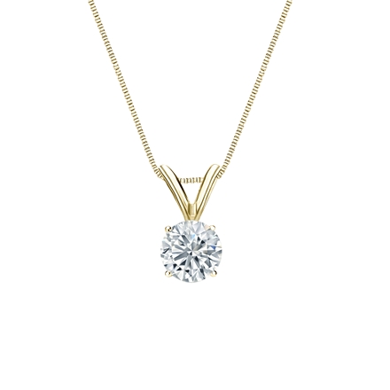 Natural Diamond Solitaire Pendant Round-cut 0.38 ct. tw. (I-J, I1-I2) 14k Yellow Gold 4-Prong Basket