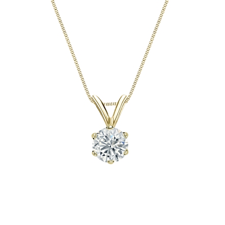 Natural Diamond Solitaire Pendant Round-cut 0.38 ct. tw. (G-H, VS2) 14k Yellow Gold 6-Prong Basket