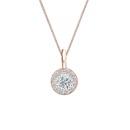 Natural Diamond Solitaire Pendant Round-cut 0.38 ct. tw. (G-H, SI2) 14k Rose Gold Halo