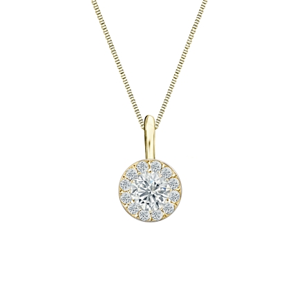 Natural Diamond Solitaire Pendant Round-cut 0.38 ct. tw. (I-J, I1) 18k Yellow Gold Halo