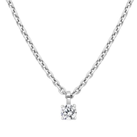 Lab Grown Diamond Single Bale Pendant Round 0.50 ct. tw. (E-F,VS) Sterling Silver 4 Prong Basket