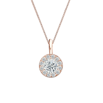 Natural Diamond Solitaire Pendant Round-cut 0.50 ct. tw. (G-H, SI2) 14k Rose Gold Halo