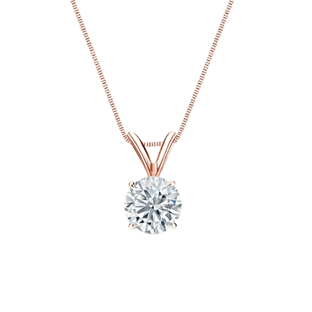 Natural Diamond Solitaire Pendant Round-cut 0.63 ct. tw. (H-I, SI1-SI2) 14k Rose Gold 4-Prong Basket