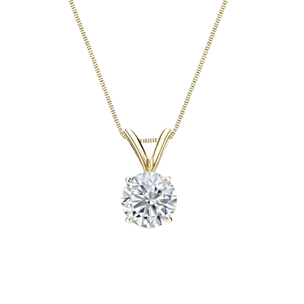 Natural Diamond Solitaire Pendant Round-cut 0.63 ct. tw. (I-J, I1) 14k Yellow Gold 4-Prong Basket