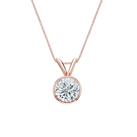 Natural Diamond Solitaire Pendant Round-cut 0.63 ct. tw. (H-I, SI1-SI2) 14k Rose Gold Bezel